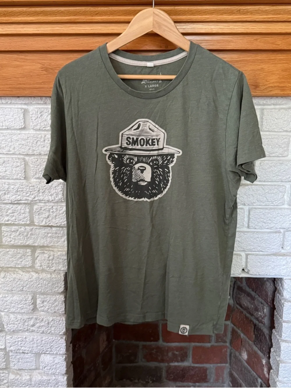Smokey the Bear Graphic Olive Green Men's T-Shirt - Picture 1 of 5